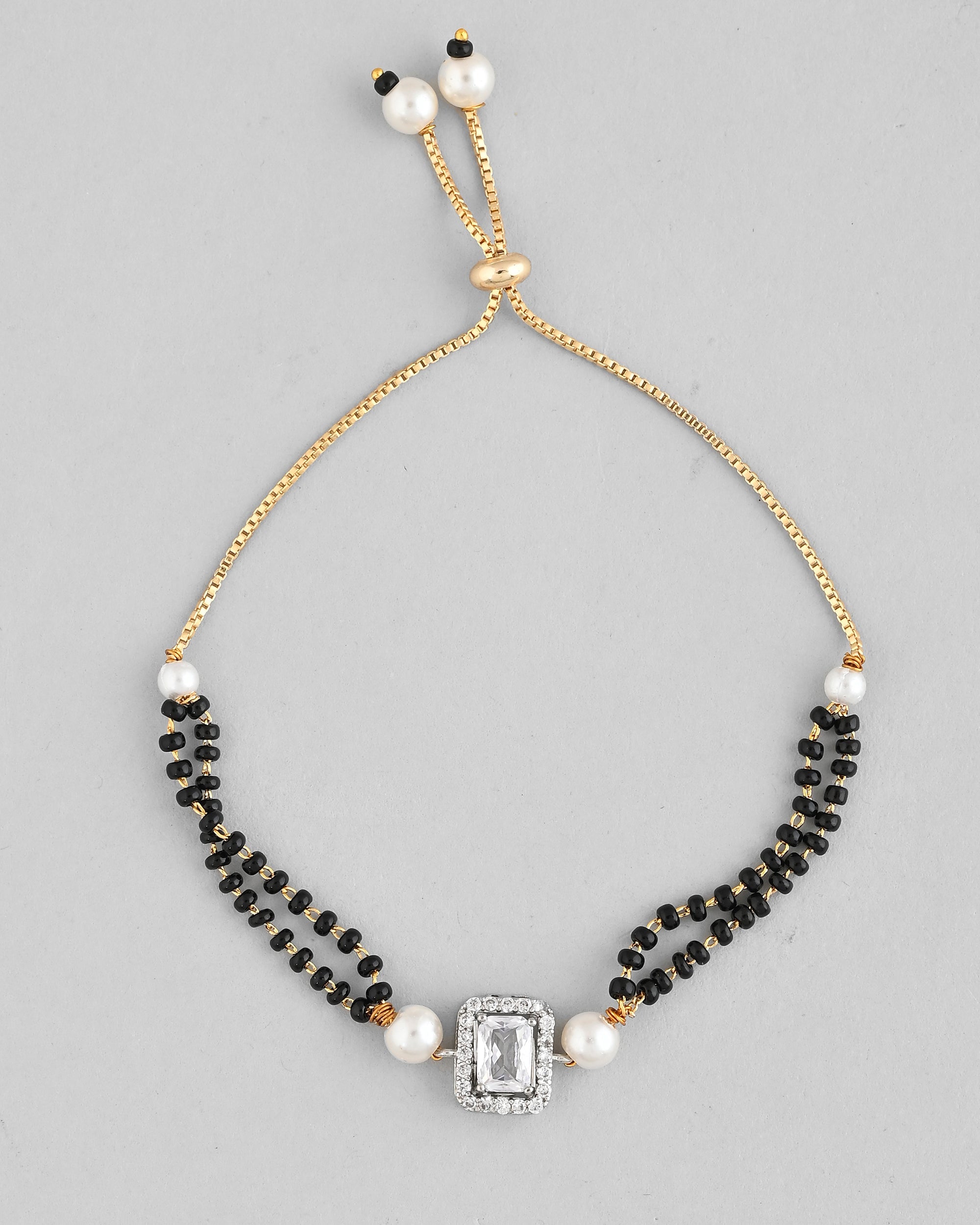 VOJ Rectangle Shaped And AD Stone Silver Plated Mangalsutra bracelet - Distacart