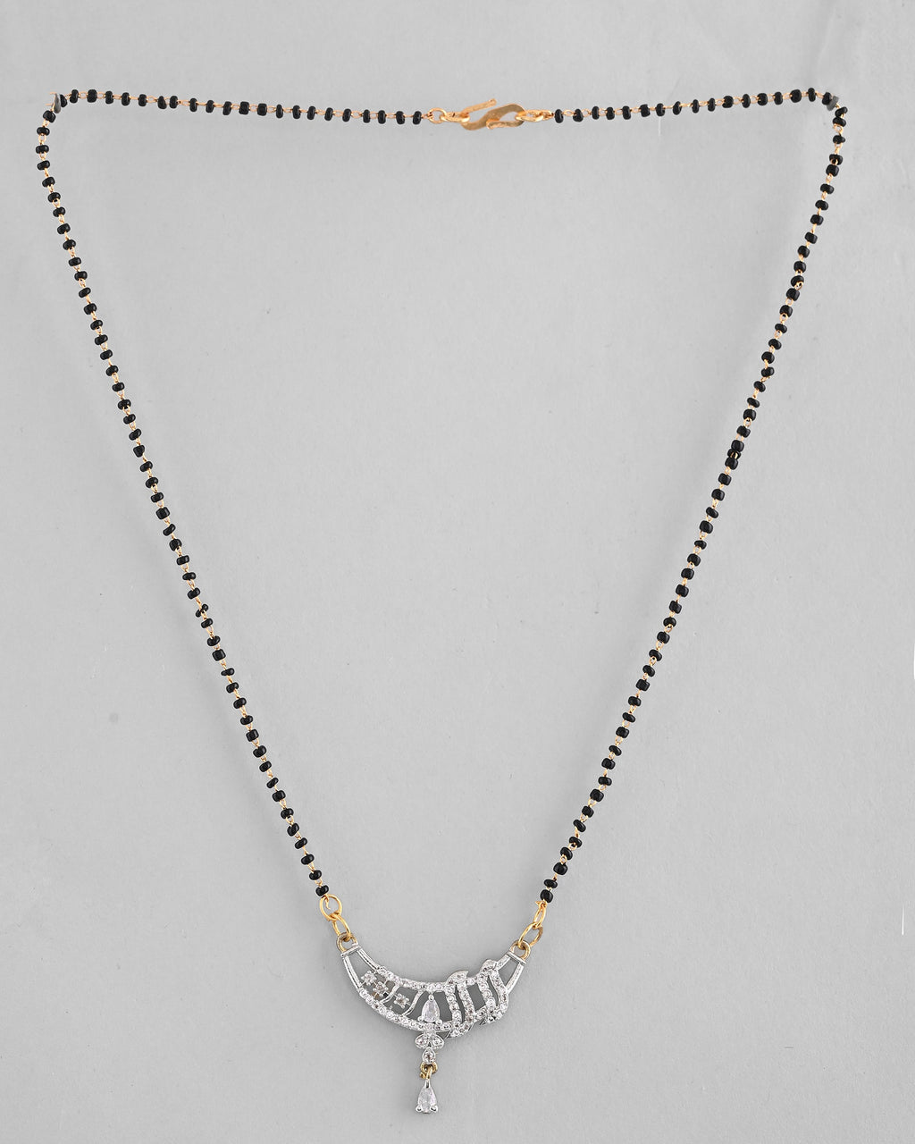 VOJ Silver-Plated AD Stone And Beaded Mangalsutra - Distacart