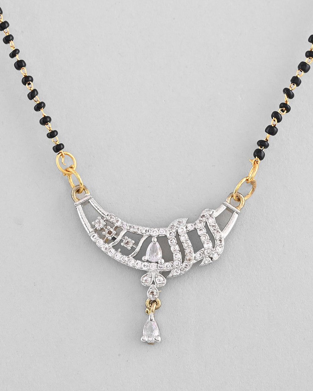 VOJ Silver-Plated AD Stone And Beaded Mangalsutra - Distacart