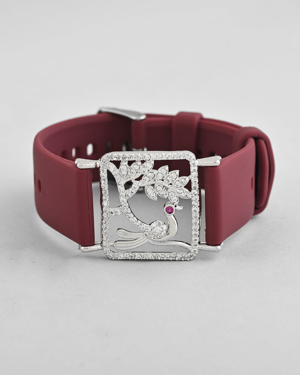 VOJ Silver Plated AD Stone Studded Belt Bracelet - Distacart