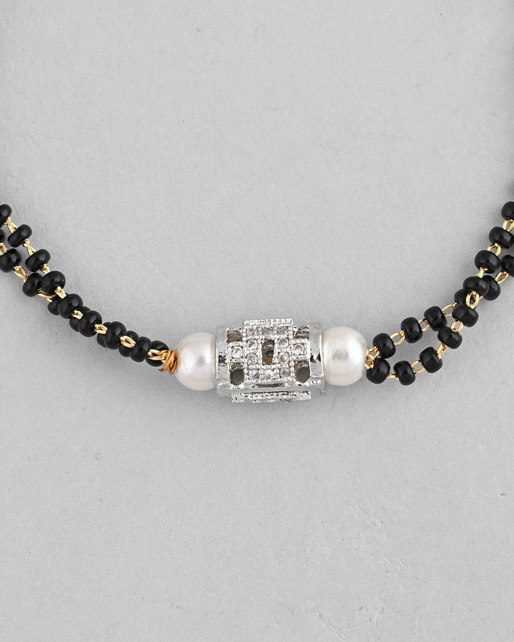 VOJ Silver Plated AD Stone Studded Cylindrical Shaped Mangalsutra Bracelet - Distacart
