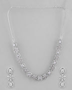 VOJ Silver-Plated AD-Studded Jewellery Set