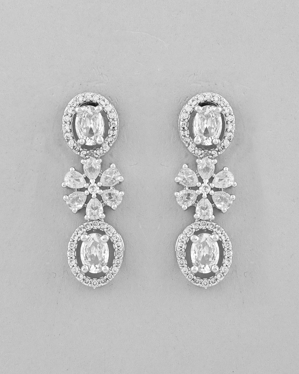 VOJ Silver-Plated AD-Studded Jewellery Set
