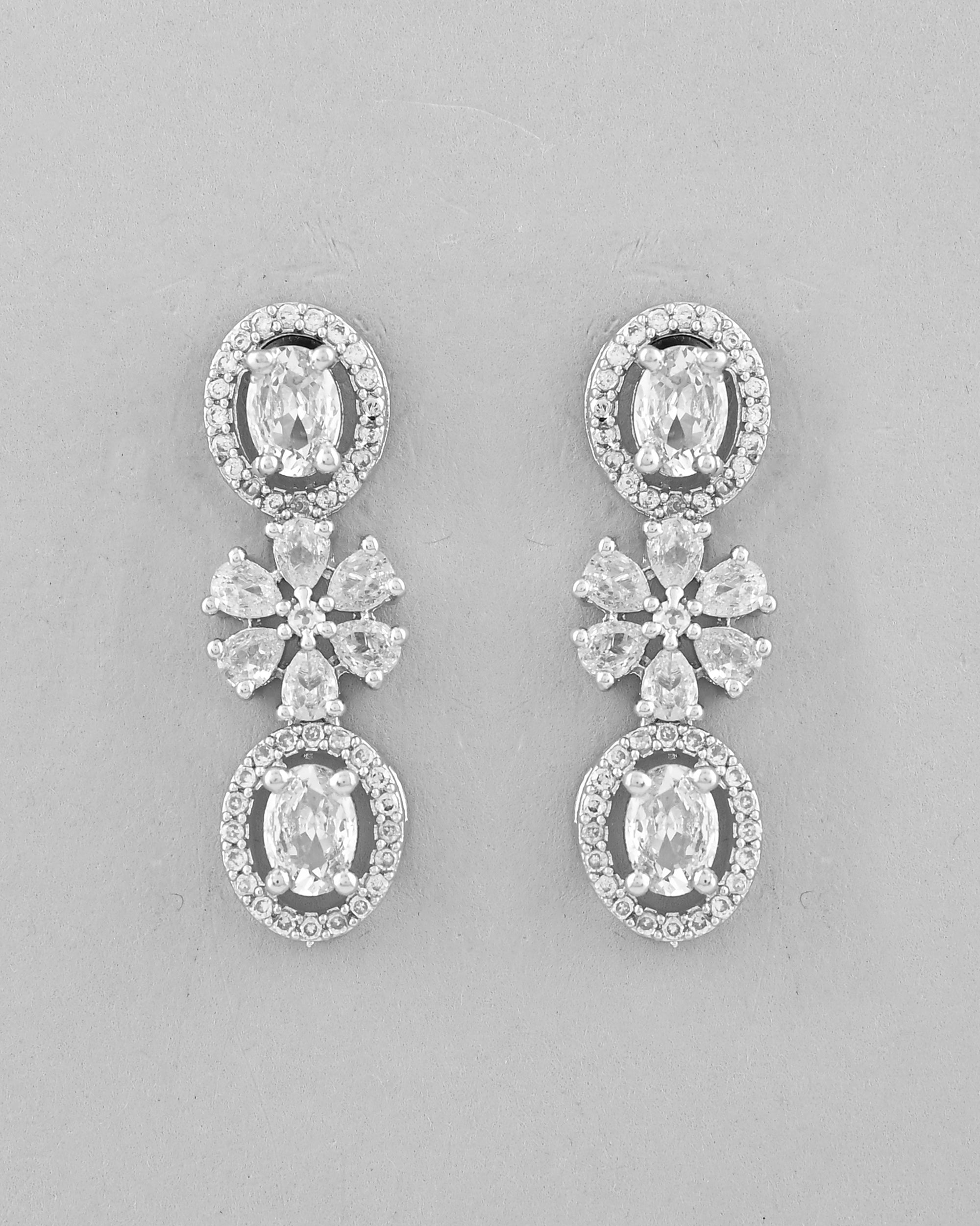 VOJ Silver-Plated AD-Studded Jewellery Set