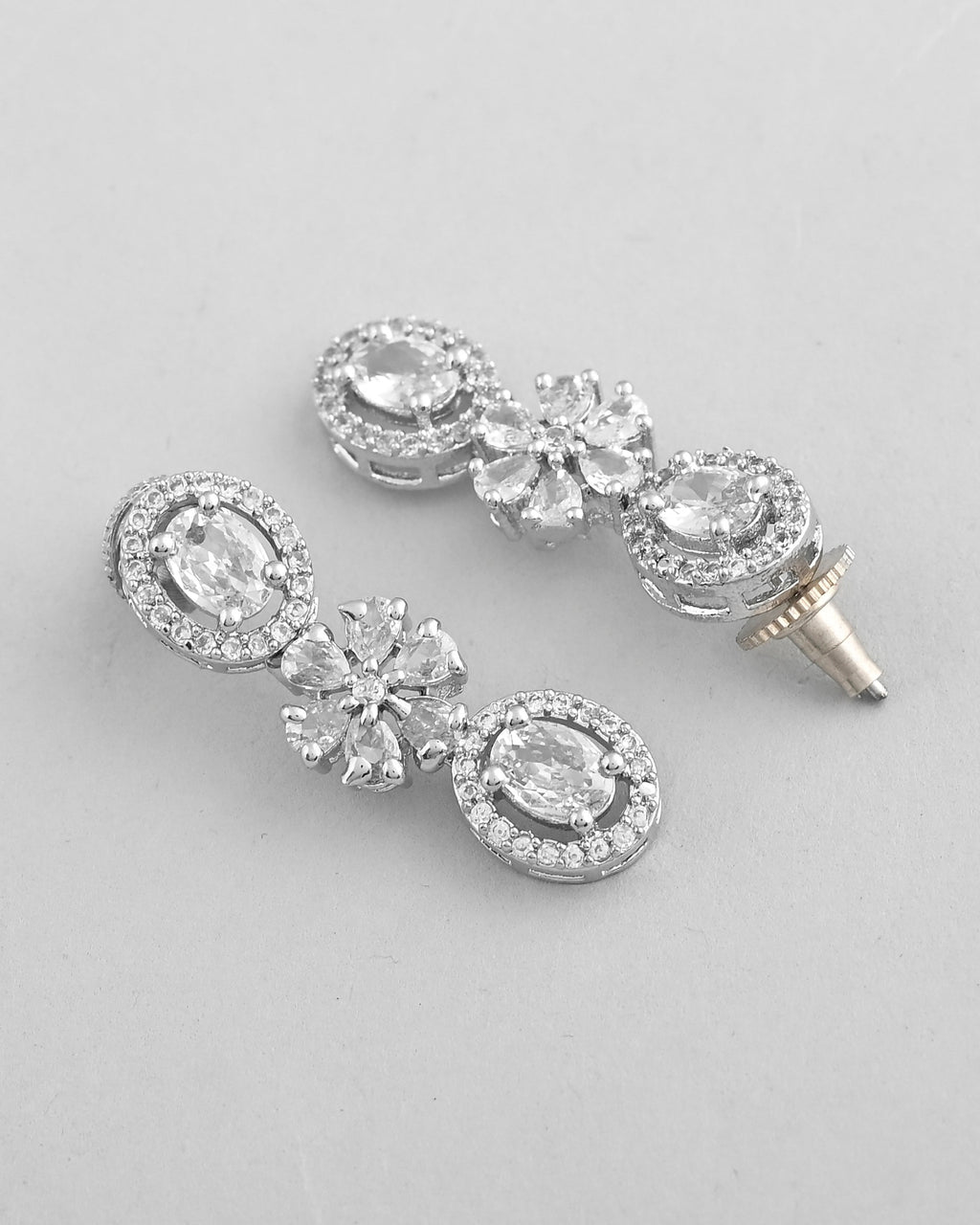 VOJ Silver-Plated AD-Studded Jewellery Set