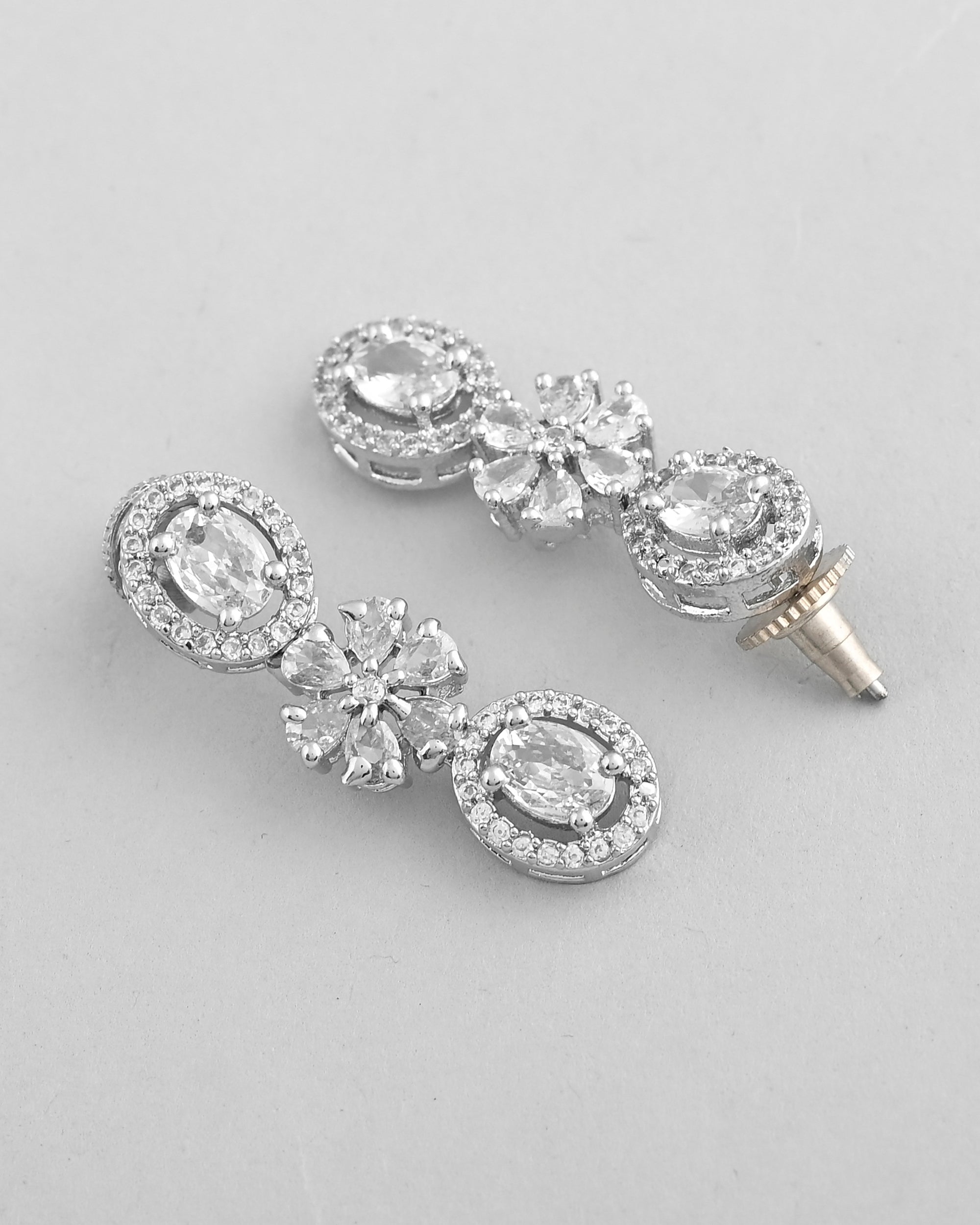 VOJ Silver-Plated AD-Studded Jewellery Set