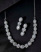 VOJ Silver-Plated AD-Studded Jewellery Set