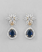 VOJ Gold-Polished White And Blue Colour AD-Studded Jewellery Set