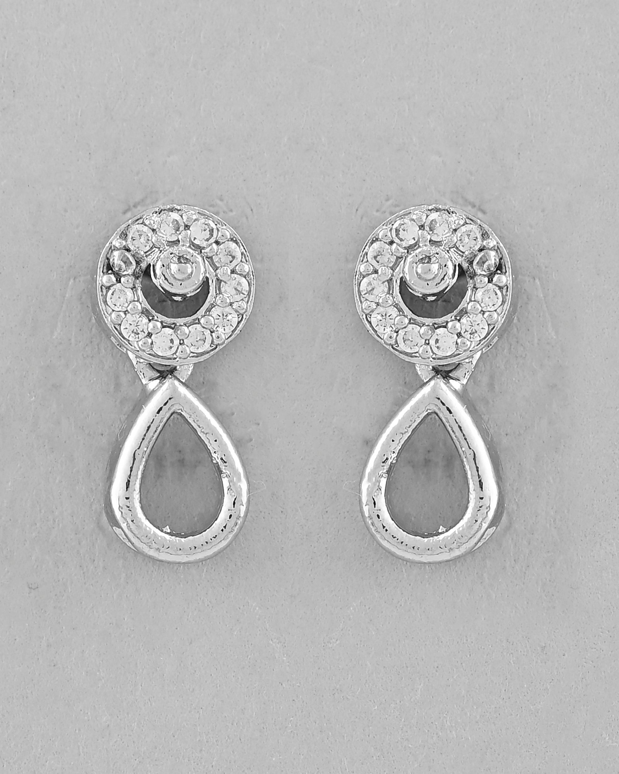 VOJ Silver-Plated AD-Studded Designer Jewellery Set