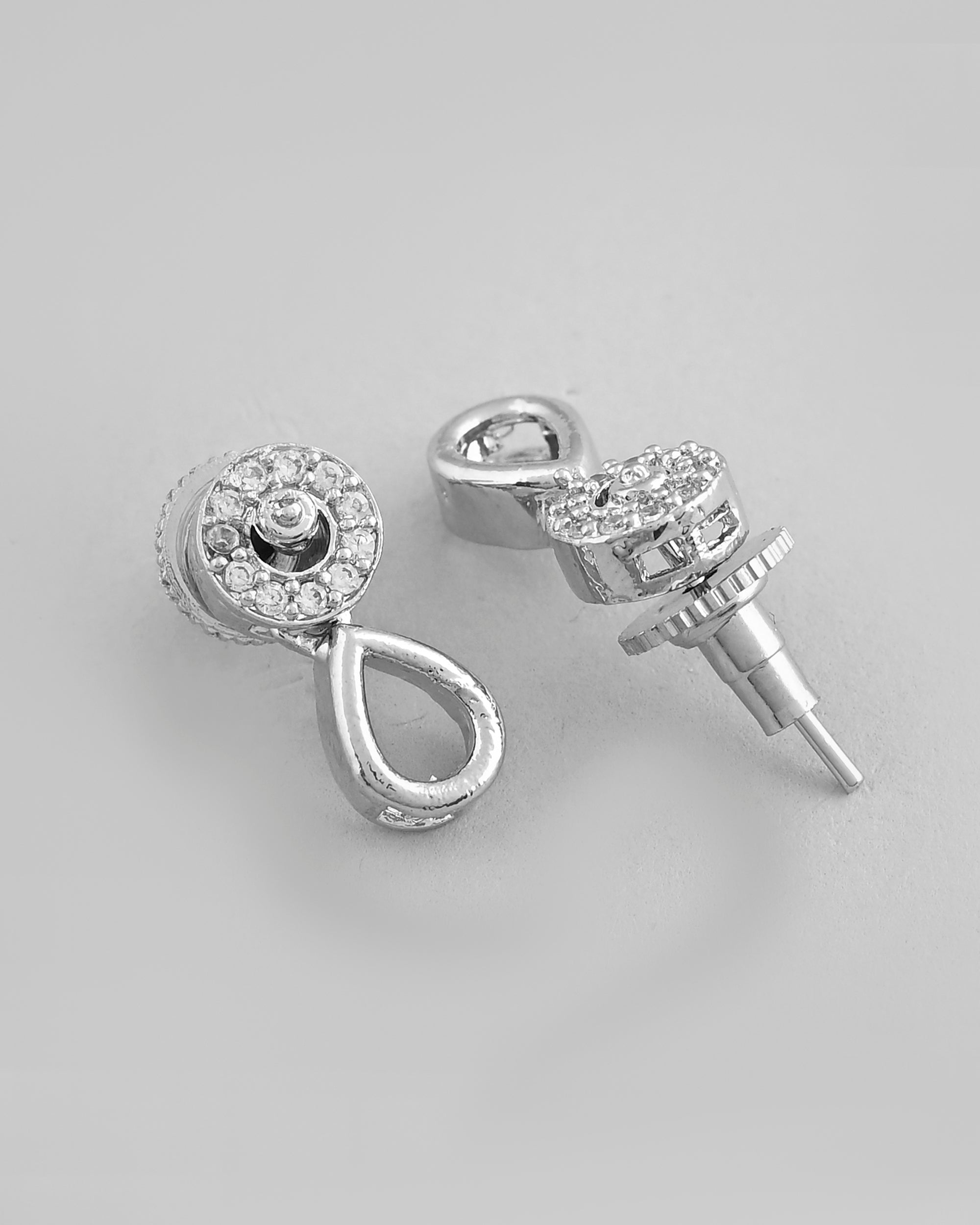 VOJ Silver-Plated AD-Studded Designer Jewellery Set