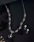 VOJ Silver-Plated AD-Studded Designer Jewellery Set