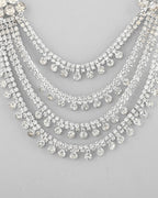 VOJ Silver Plated Stone Studded Multi Layer Jewellery Set