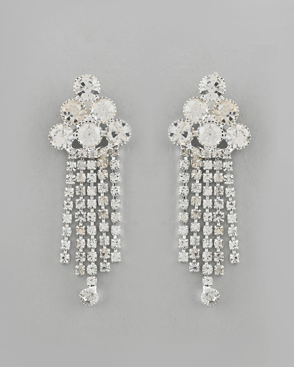 VOJ Silver Plated Stone Studded Multi Layer Jewellery Set