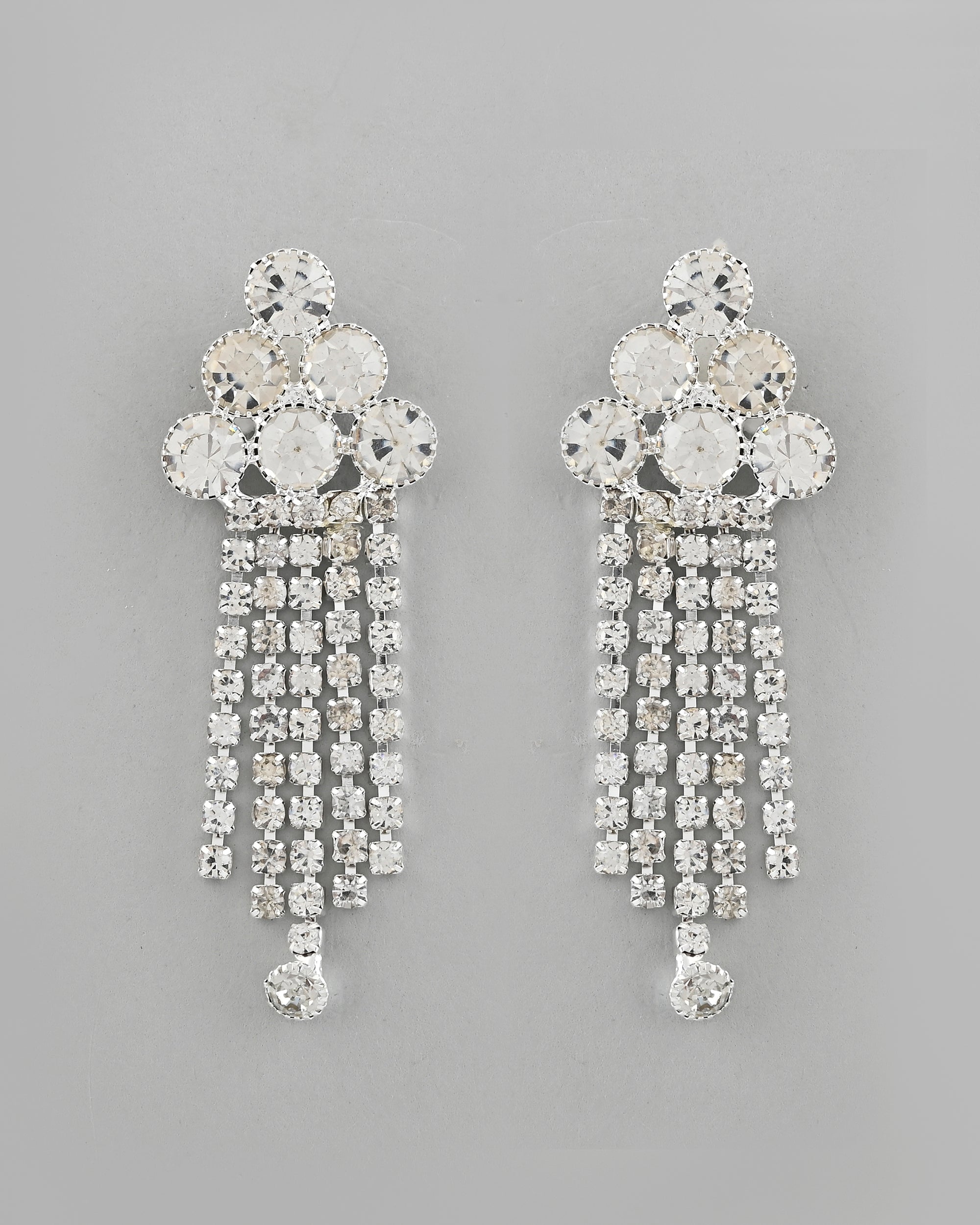 VOJ Silver Plated Stone Studded Multi Layer Jewellery Set