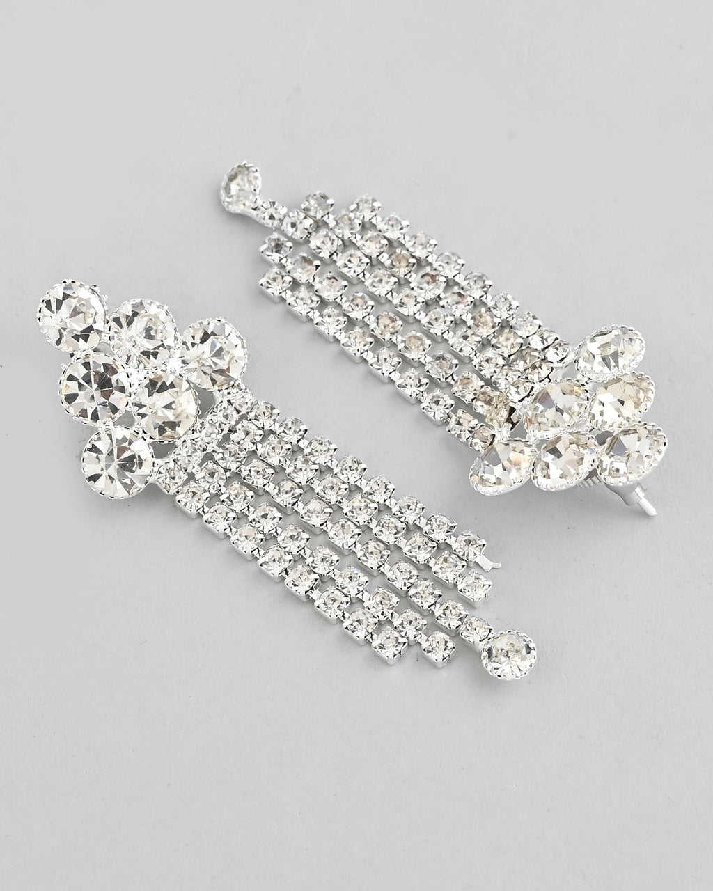 VOJ Silver Plated Stone Studded Multi Layer Jewellery Set
