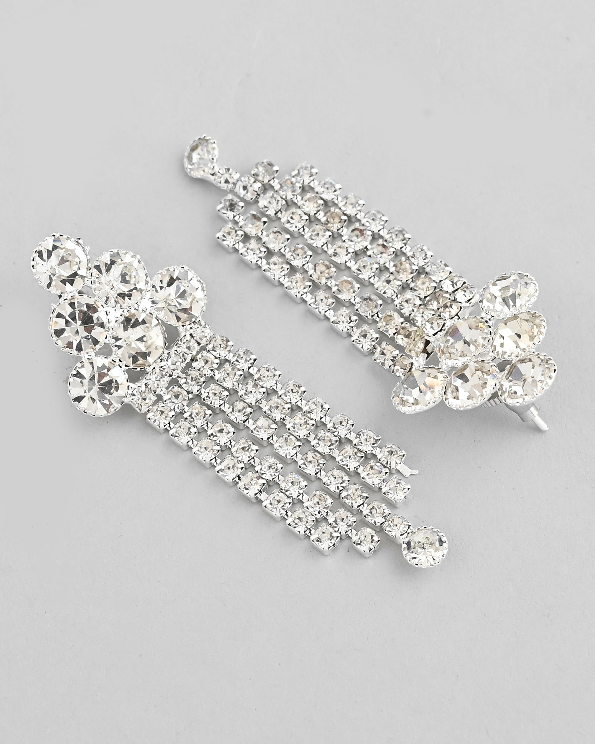 VOJ Silver Plated Stone Studded Multi Layer Jewellery Set
