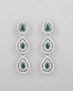VOJ AD Studded with White and Green Stone Layered Jewellery Set