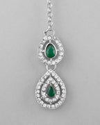 VOJ AD Studded with White and Green Stone Layered Jewellery Set