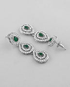 VOJ AD Studded with White and Green Stone Layered Jewellery Set