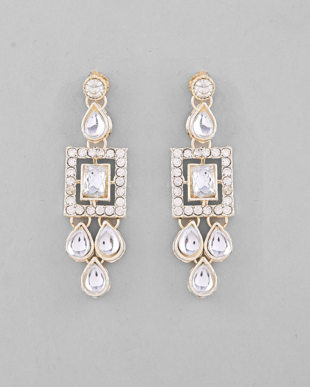 VOJ Silver Plated Stone Studded Designer Necklace With Earrings And Mangtikka