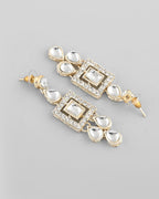 VOJ Silver Plated Stone Studded Designer Necklace With Earrings And Mangtikka