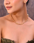 VOJ Gold-Polished Designer Handcrafted Necklace With Earrings