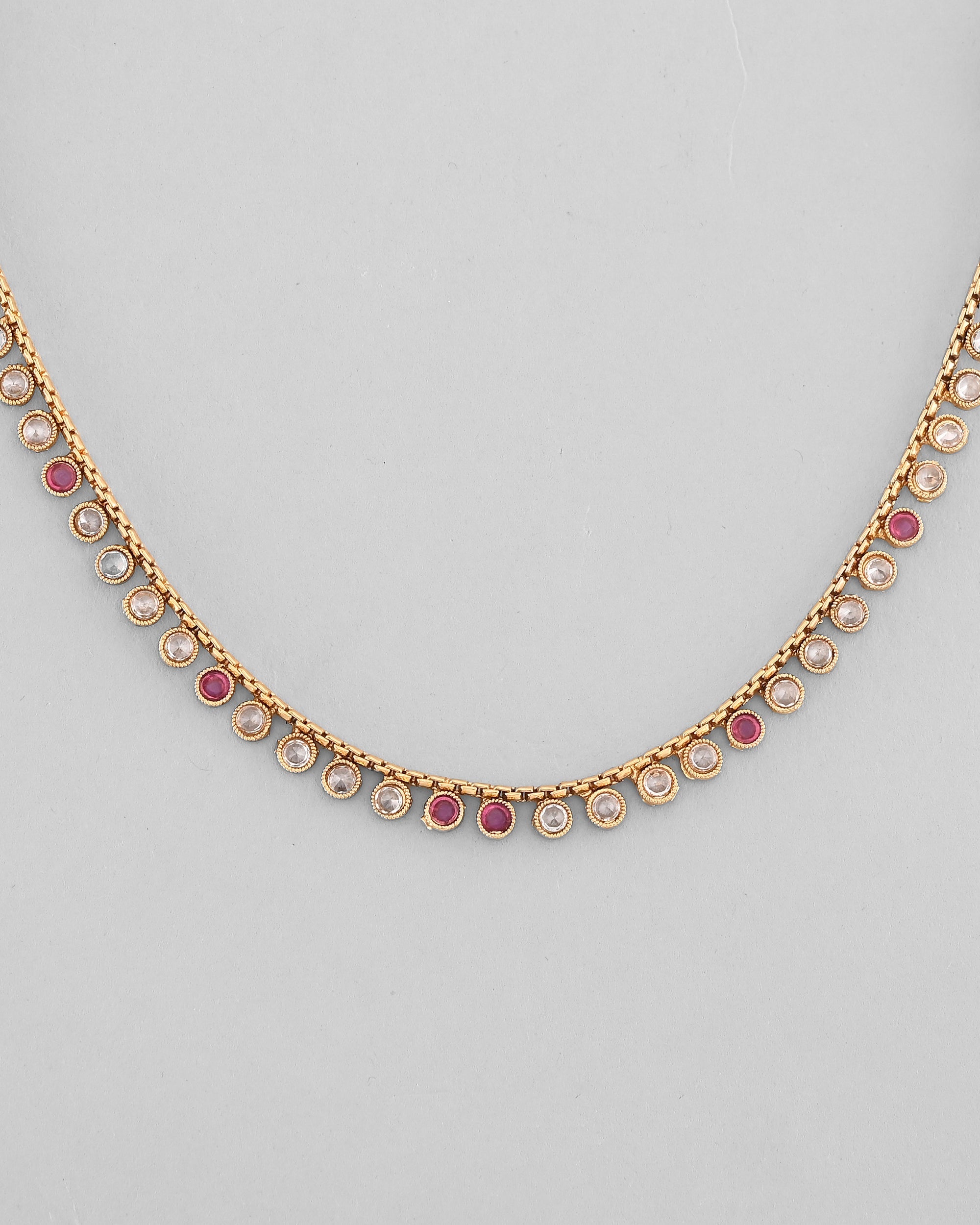 VOJ Gold-Polished Designer Handcrafted Necklace With Earrings