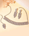 VOJ Silver Plated Baby Pink AD Stone Studded Designer Jewellery Set With Mangtikka