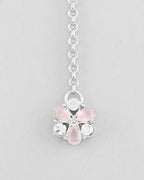 VOJ Silver Plated AD With Nude Green And Light Pink Flower Jewellery Set With Mangtikka