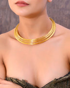 VOJ Gold-Polished Muti Layared Hasli Necklace