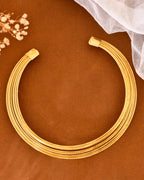 VOJ Gold-Polished Muti Layared Hasli Necklace