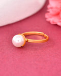 VOJ Gold-Polished One Pearl Ring