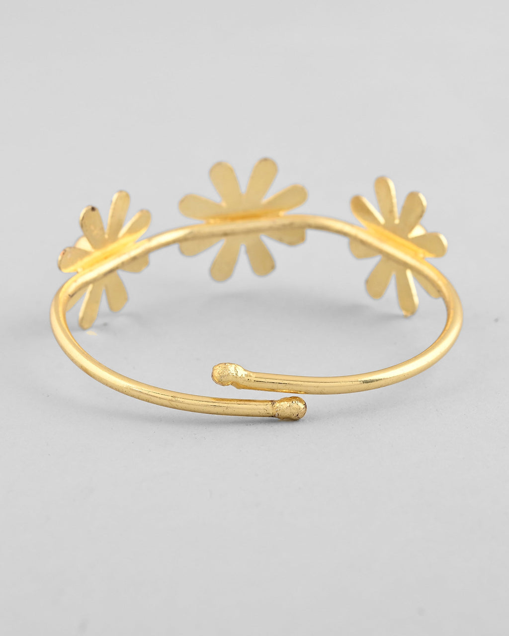 VOJ Gold-Polished with 3 Flower and Pearl Kada Bracelet - Distacart