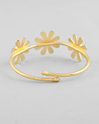 VOJ Gold-Polished with 3 Flower and Pearl Kada Bracelet - Distacart