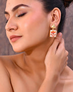 VOJ Gold-Polished Hand Painted Drop Stud Earrings - Distacart