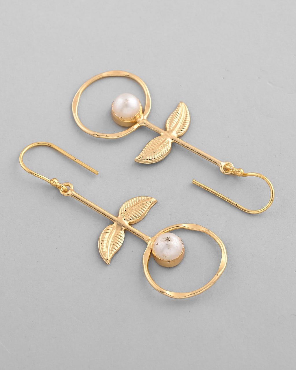 VOJ Gold-Polished White Stone Studded Circular Drop Earrings - Distacart