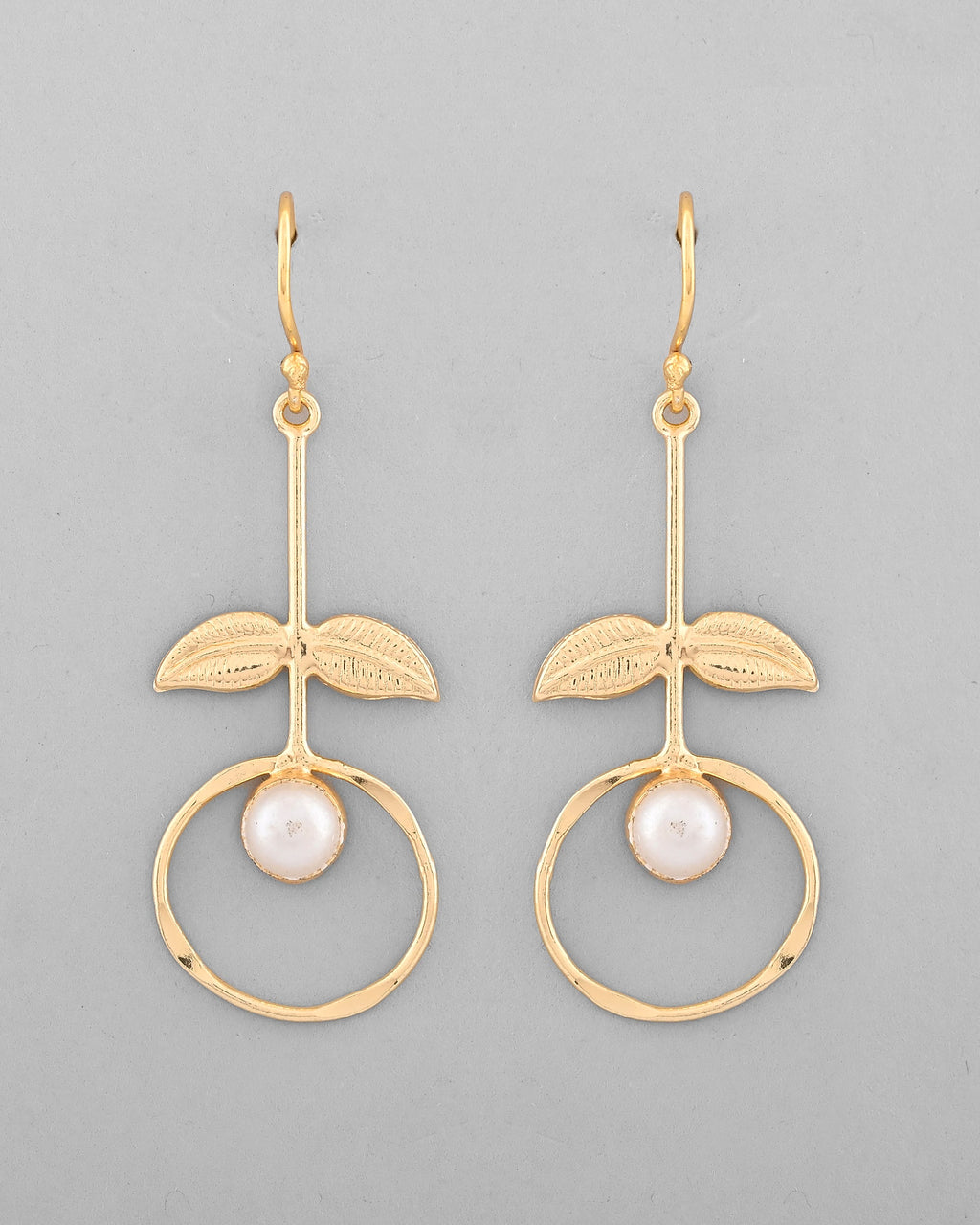 VOJ Gold-Polished White Stone Studded Circular Drop Earrings - Distacart