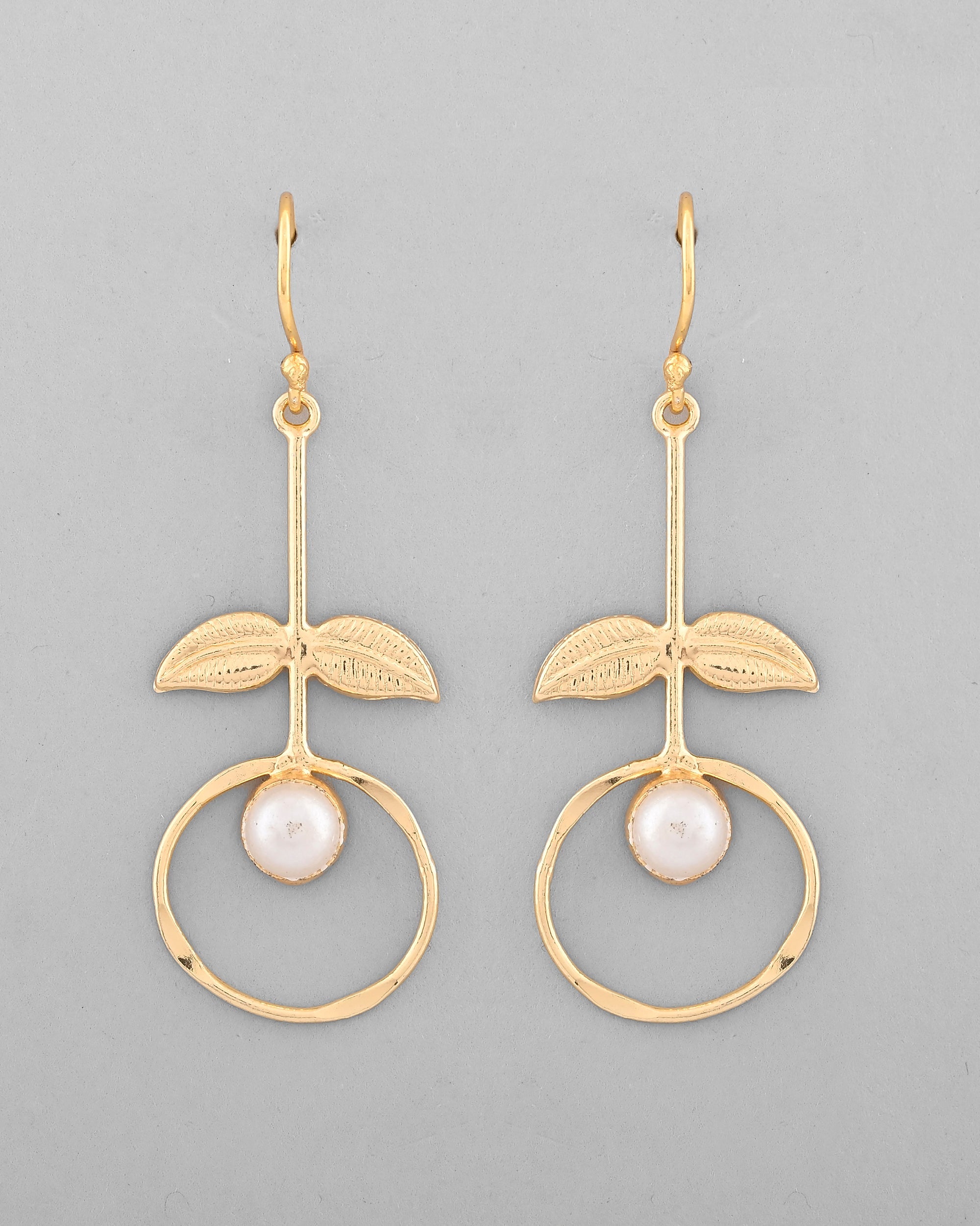 VOJ Gold-Polished White Stone Studded Circular Drop Earrings - Distacart