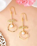 VOJ Gold-Polished White Stone Studded Circular Drop Earrings - Distacart