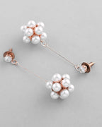 VOJ Rose Gold-Polished Handcrafted Floral Pearl Drop Earrings - Distacart