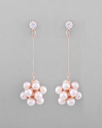 VOJ Rose Gold-Polished Handcrafted Floral Pearl Drop Earrings - Distacart