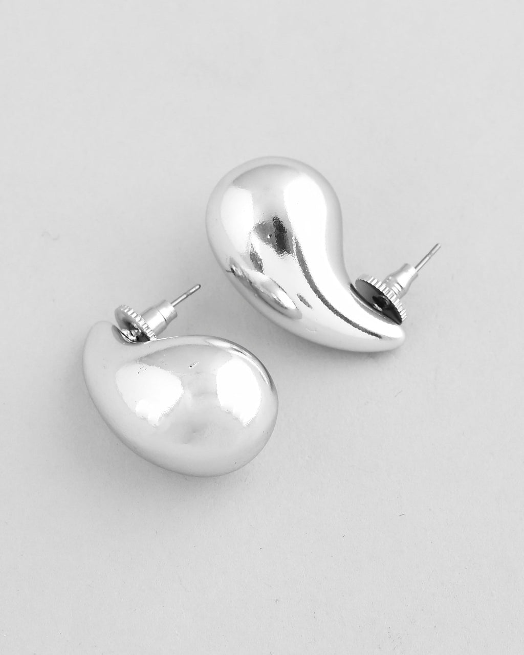 VOJ Silver Plated Teardrop-Shaped Stud Earrings - Distacart