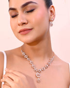 VOJ CZ Stone Studded Gold-Polished Jewellery Set