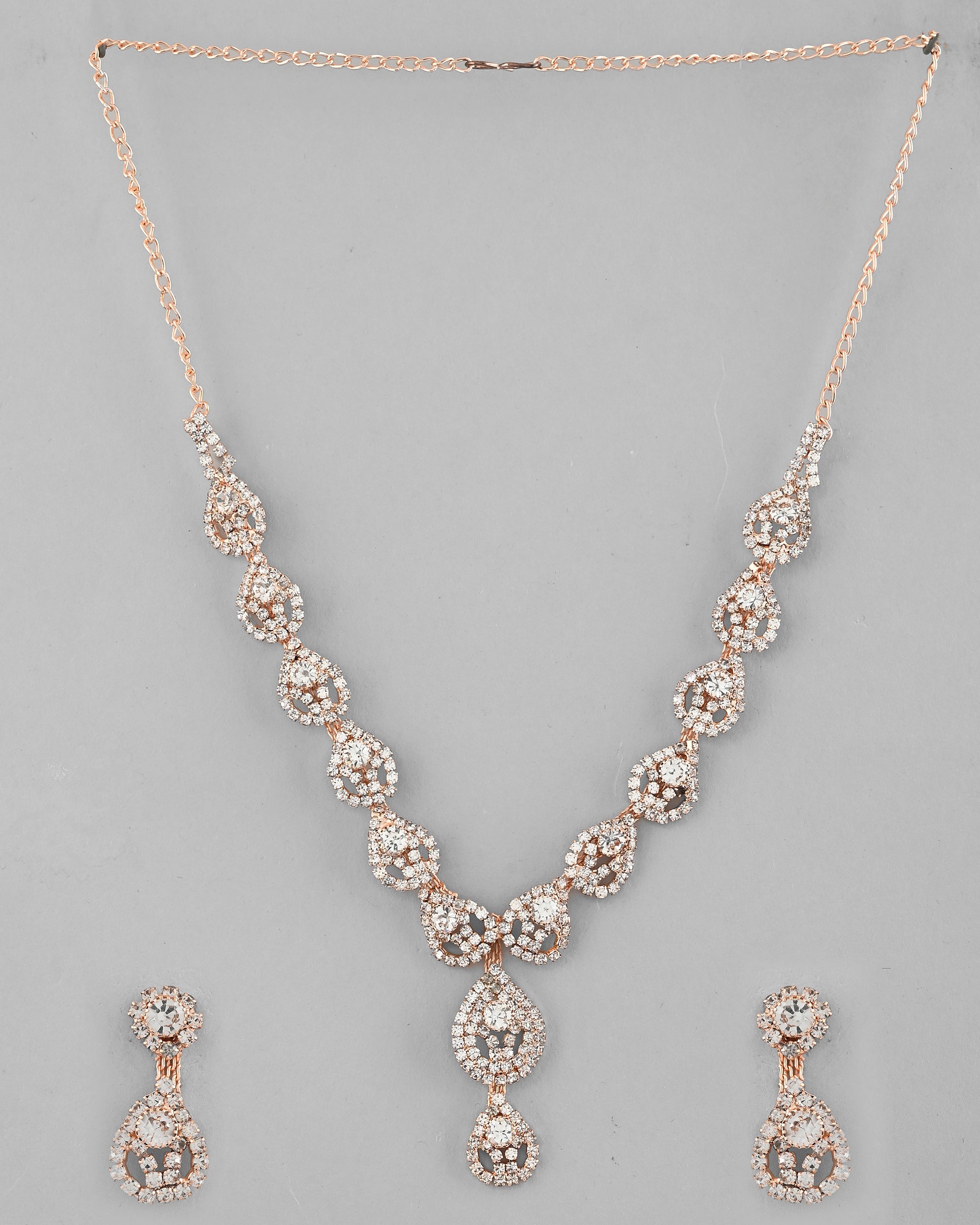 VOJ CZ Stone Studded Gold-Polished Jewellery Set