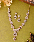VOJ CZ Stone Studded Gold-Polished Jewellery Set