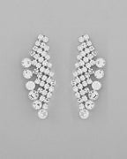 VOJ AD Stone Studded Silver Plated Necklace With Drop Earrings Set