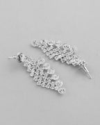 VOJ AD Stone Studded Silver Plated Necklace With Drop Earrings Set