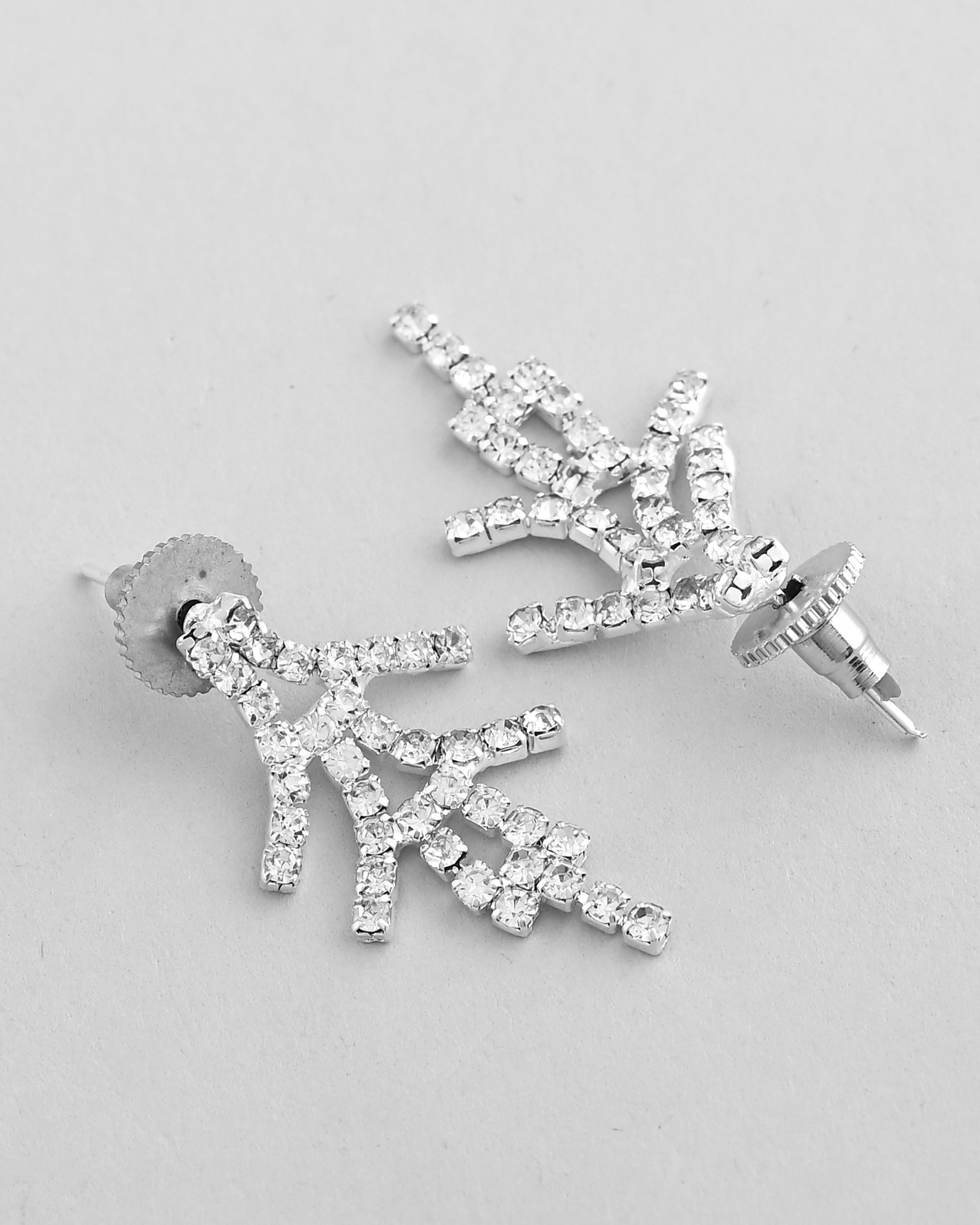 VOJ AD Stone Studded Silver Plated Designer Jewellery Set