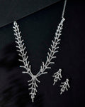 VOJ AD Stone Studded Silver Plated Designer Jewellery Set