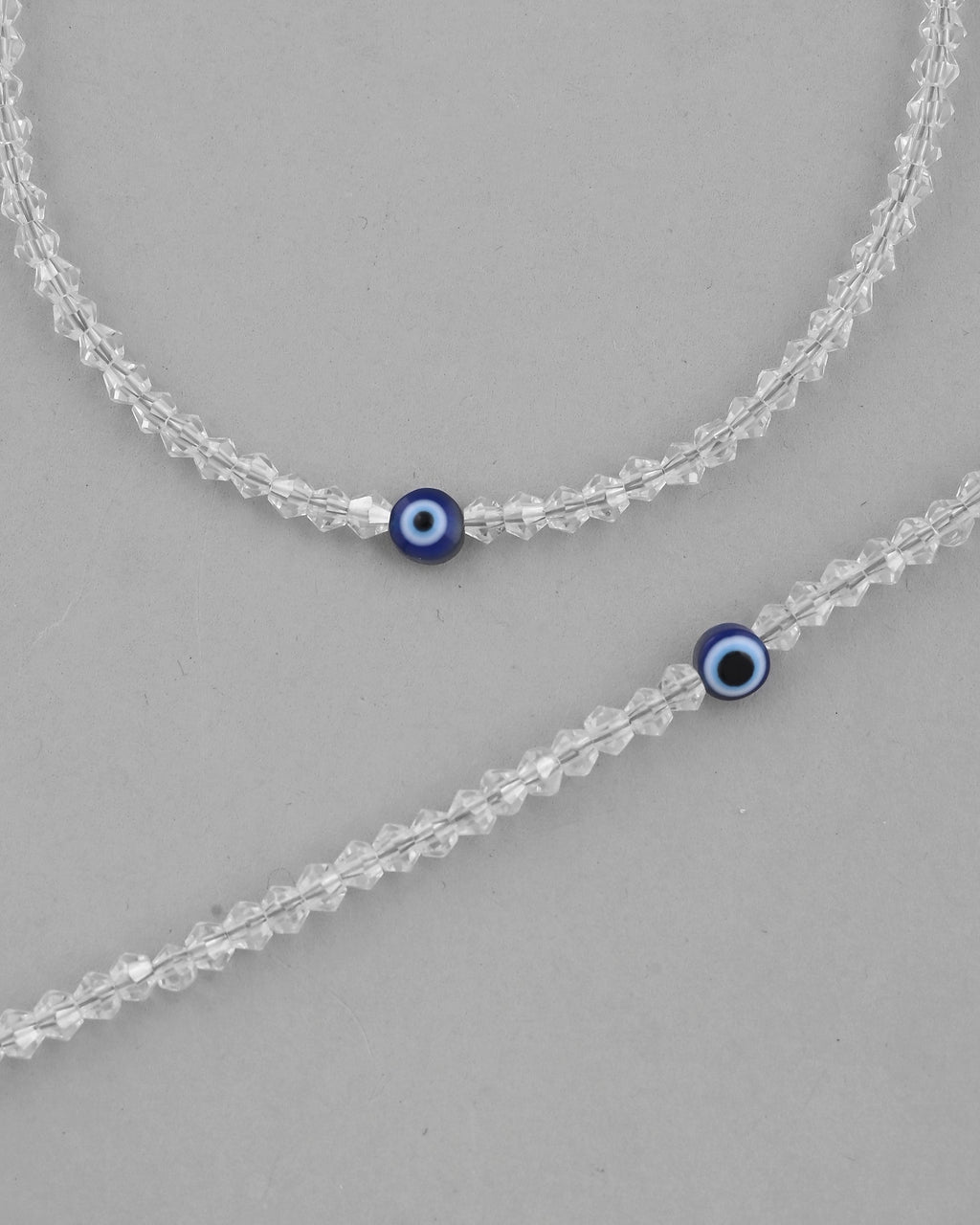 VOJ Set Of 2 Silver Plated With White beads and Evil Eye Anklet - Distacart